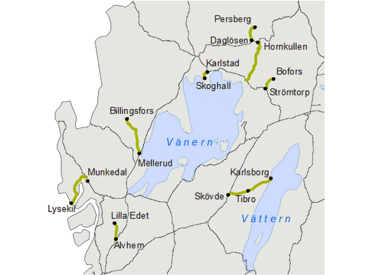 Övriga banor i västra Götaland och västra Svealand