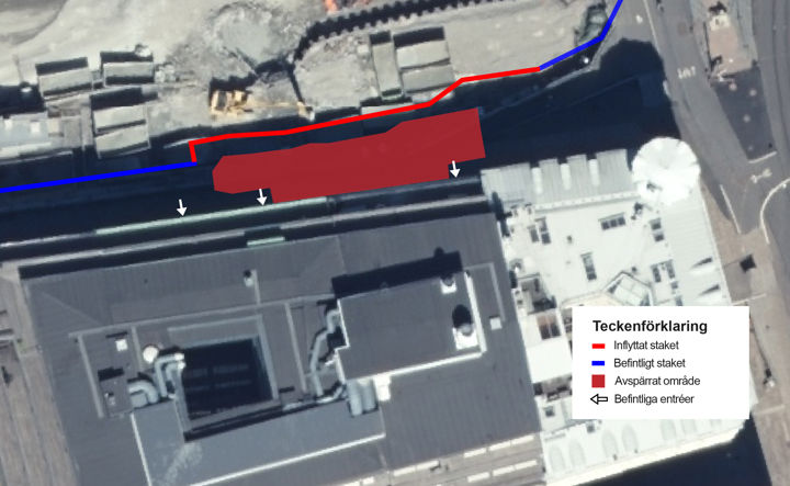 Karta över Sankt Eriksgatan med vårt arbetsområde utmärkt.