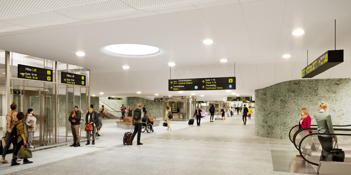 Visionsbild av en planerad resenärsgång