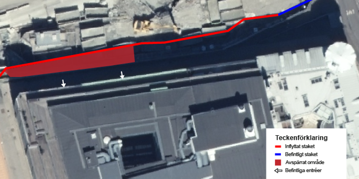 Karta över Sankt Eriksgatan med vårt arbetsområde utmärkt.