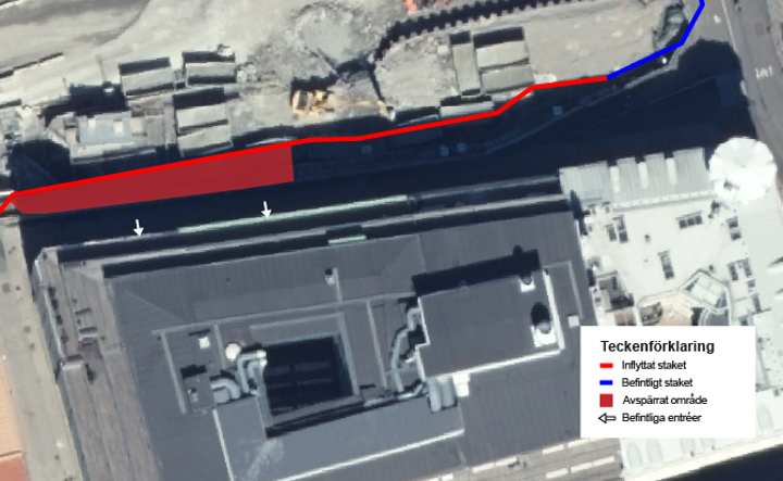 Karta över Sankt Eriksgatan med vårt arbetsområde utmärkt.