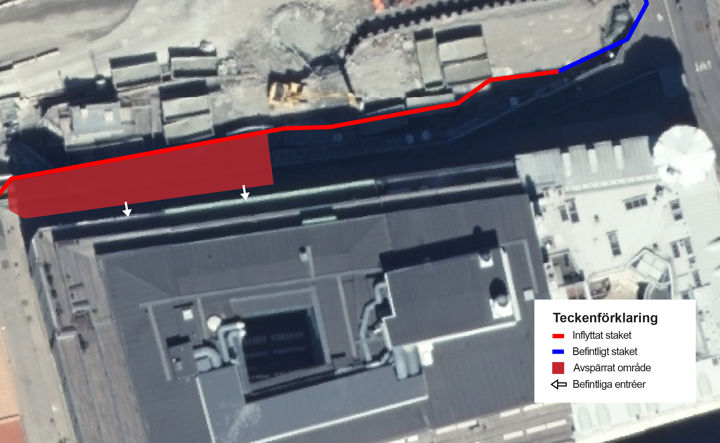 Karta över Sankt Eriksgatan med vårt arbetsområde utmärkt.