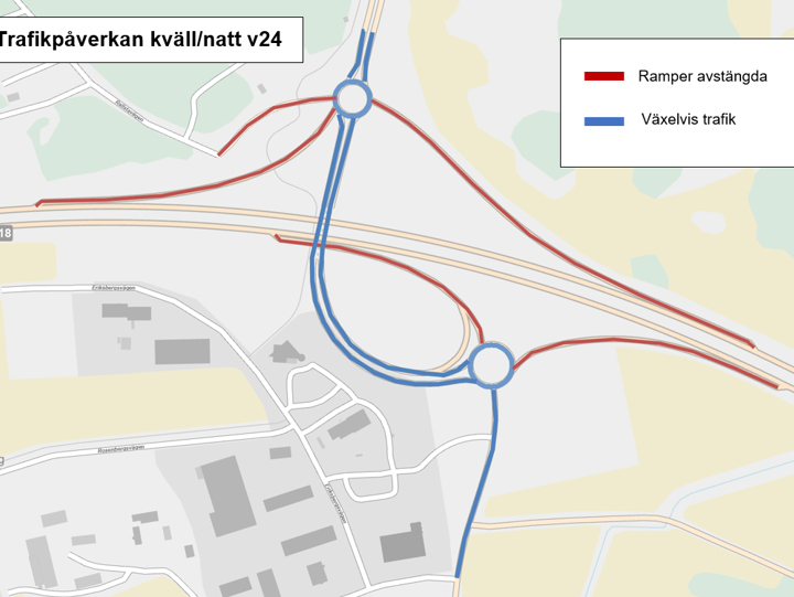 Trafikpåverkan kväll/natt vecka 24