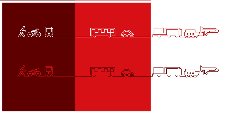 Exempel på dekorativa illustrationer som i detta fall är linjer som formar olika ikoner som människa, och olika transportmedel.