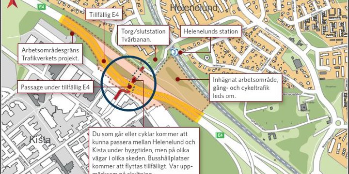 Illustration av omledningsvägar i första skedet