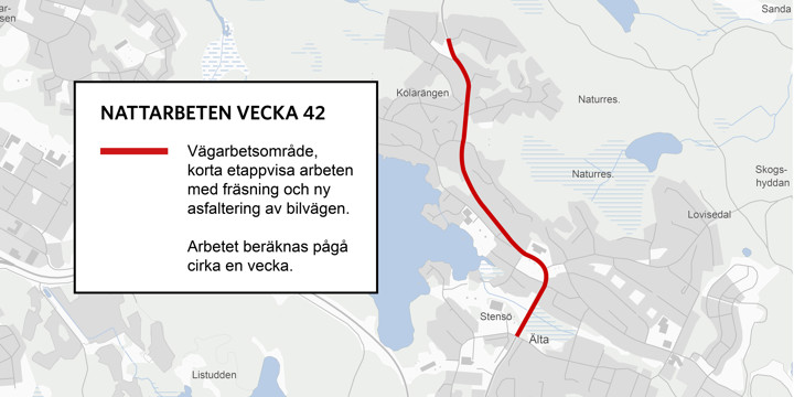 Nattarbeten på Ältavägen vecka 42