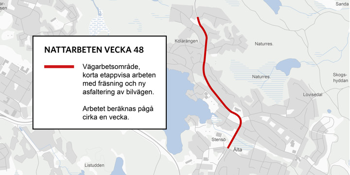 Nattarbeten på Ältavägen vecka 48