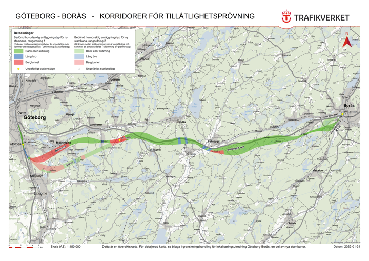 Illustrerad karta som visar rangordnade korridorer