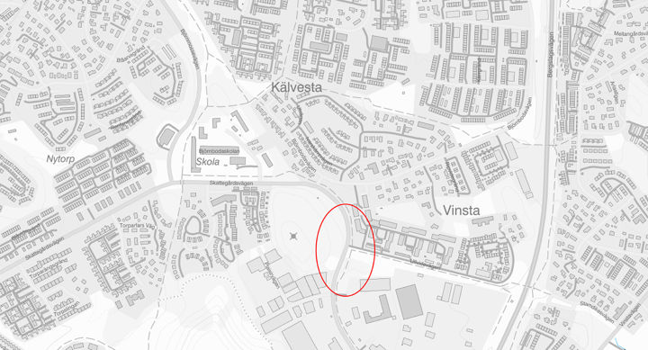 Karta över Ullvidevägen i Vällingby.