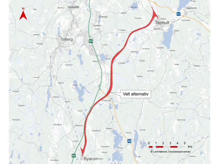 Karta med det valda lokaliseringsalternativet