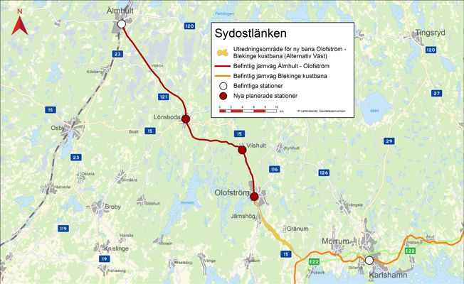 Översiktskarta Sydostlänken