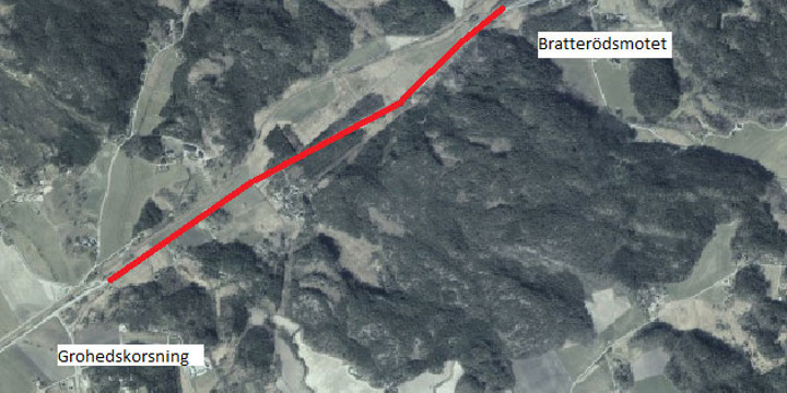 Översiktskarta Bratterödsmotet och Grohed på väg 678