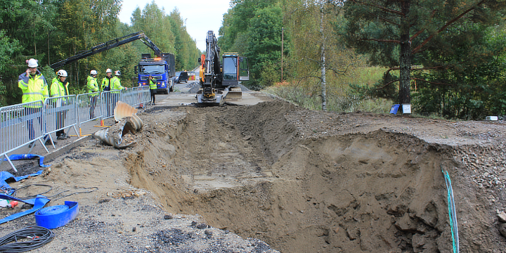 Vägskada efter regn