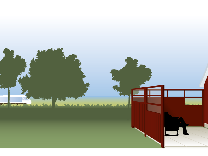 En illustration på en bullerskärm