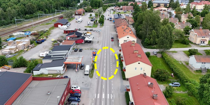 Markeringen visar vart den nya passagen ska byggas.