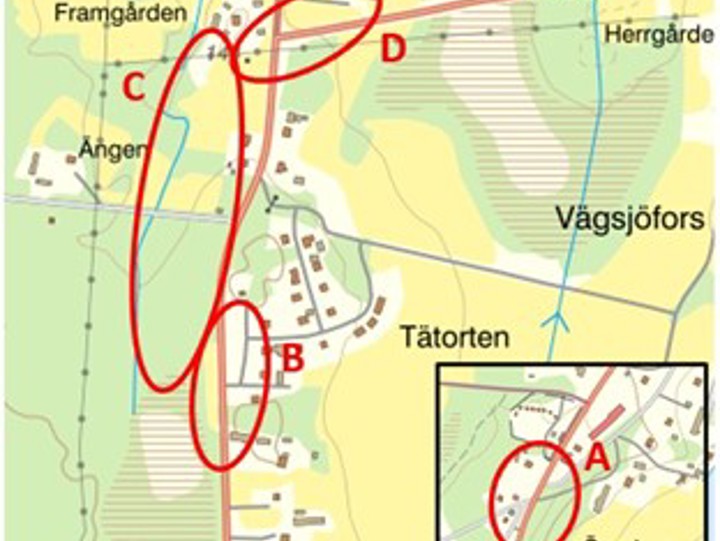 Karta över arbetsområdena.