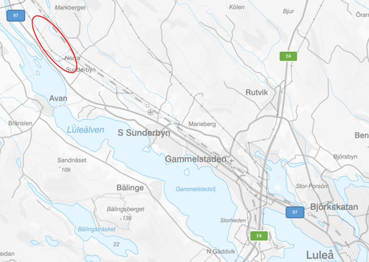 Norra Sundby ligger bredvis Luleåälven, och mellan orterna Avan och Markberget 