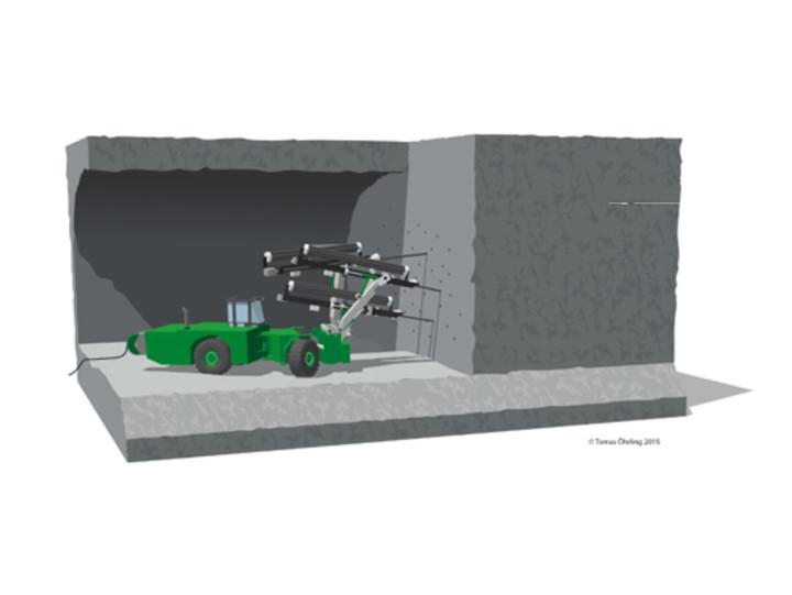 Illustration som visar hur man borrar i berg.