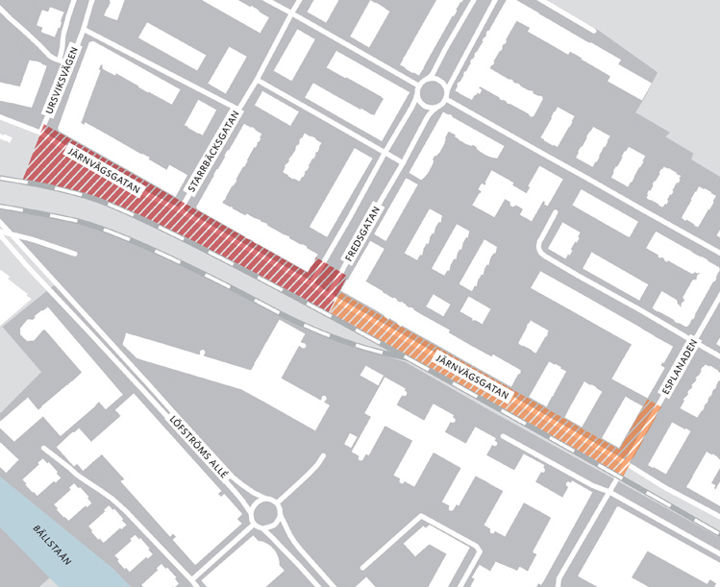 Kartbild över Järnvägsgatan i Sundbyberg