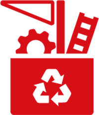 Ikon som ilustrerar återvinning. 