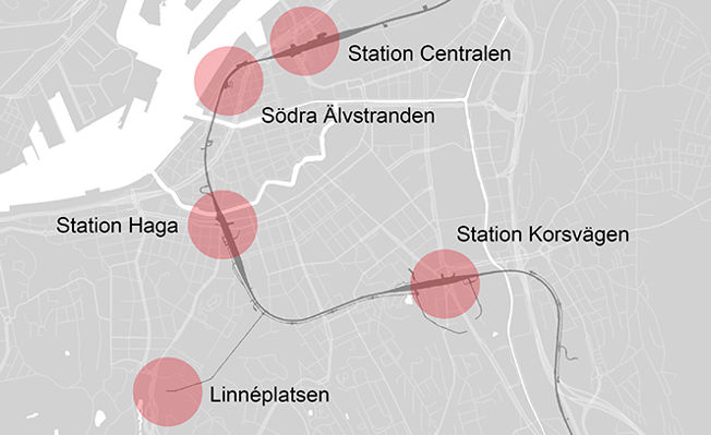 Karta som visar var konsten för Planksidan finns i Göteborg.