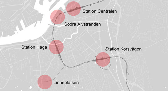 Karta som visar var konsten för Planksidan finns i Göteborg.