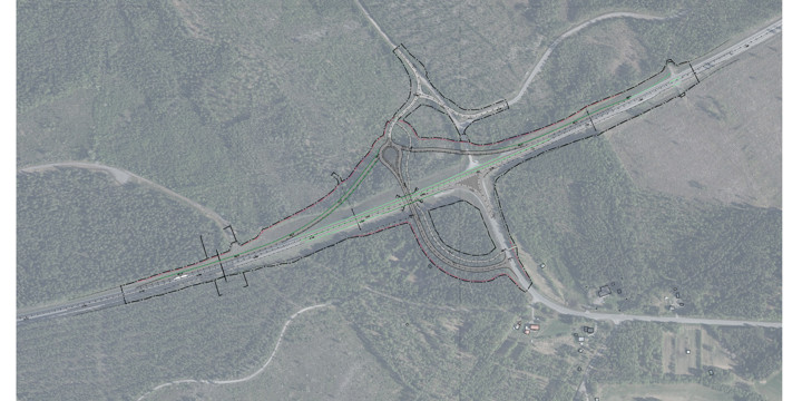 Översikt ny planskild korsning Rosvik Södra