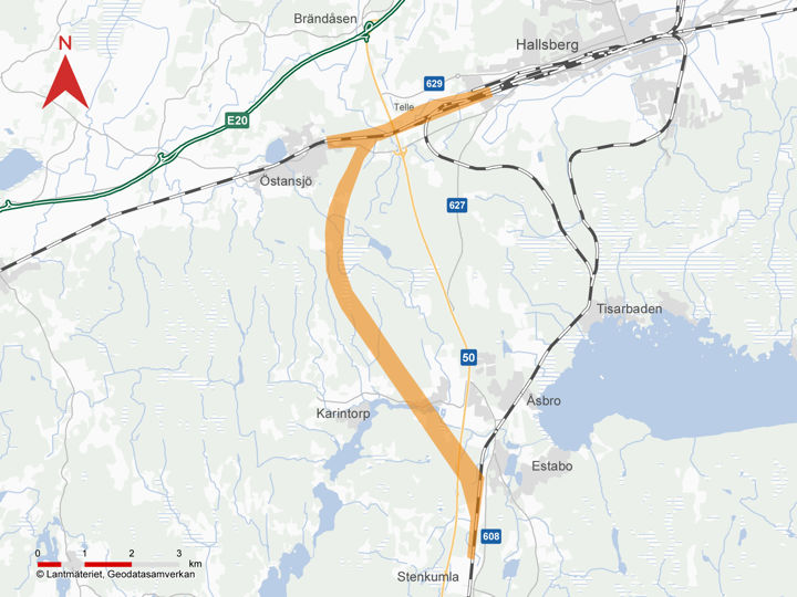 Karta över Hallsberg-Stenkumla