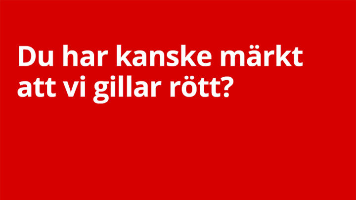 Röd färgplatta med texten: Du har kanske märkt att vi gillar rött?