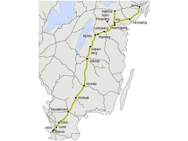 Södra stambanan mellan Malmö och Stockholm är en av Sveriges viktigaste järnvägsförbindelser