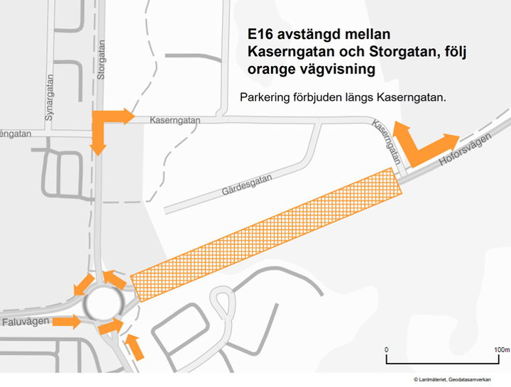 Karta för schakt på E16