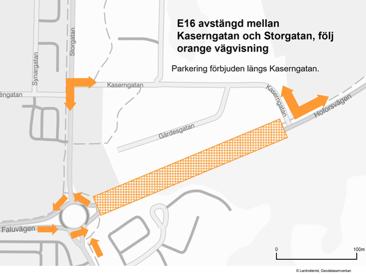 Karta för schakt på E16