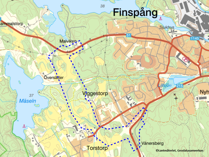Kartan visa översiktlig korridor för planerad förbifart.