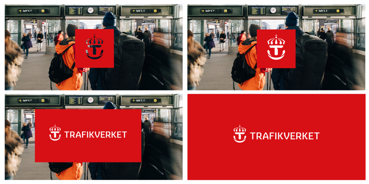 Ett kollage med fyra bilder. De två översta visar ett par som cyklar och i mitten av bilderna finns en röd fyrkant med vit krona.