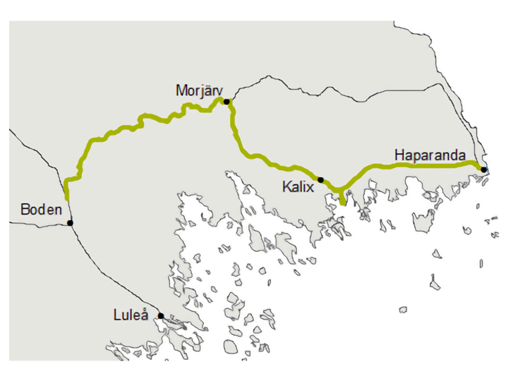 Karta över Haparandabanan