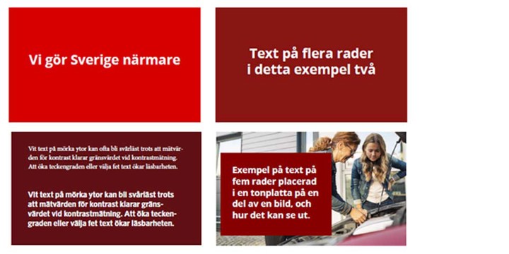 Fyra exempel på hur det kan se ut med text på tonplatta.