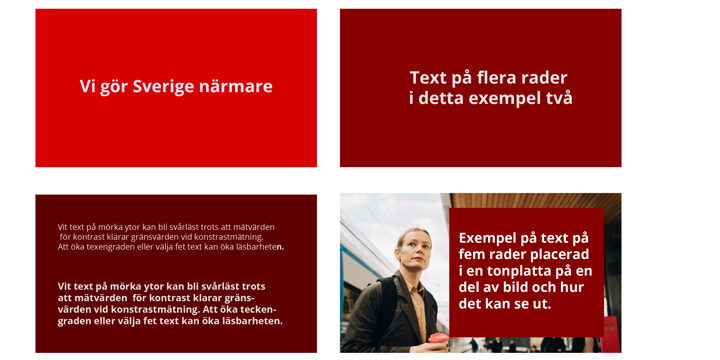 Fyra exempel på hur det kan se ut med text på tonplatta.