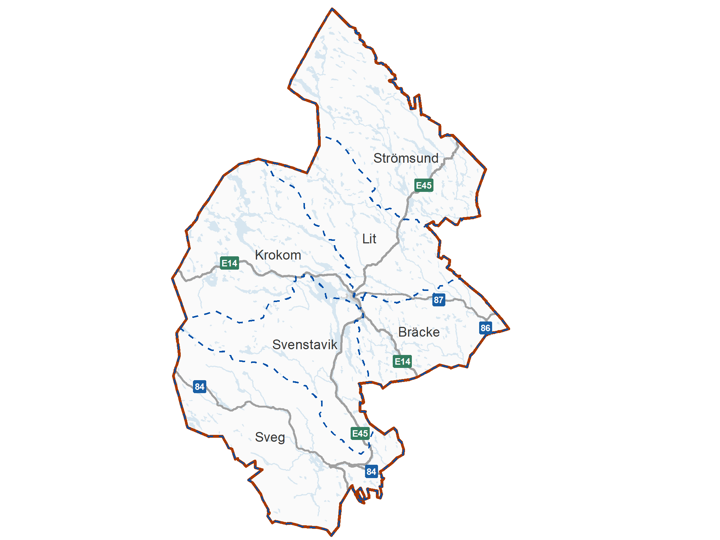 Kartbild över Jämtlands sex driftområden