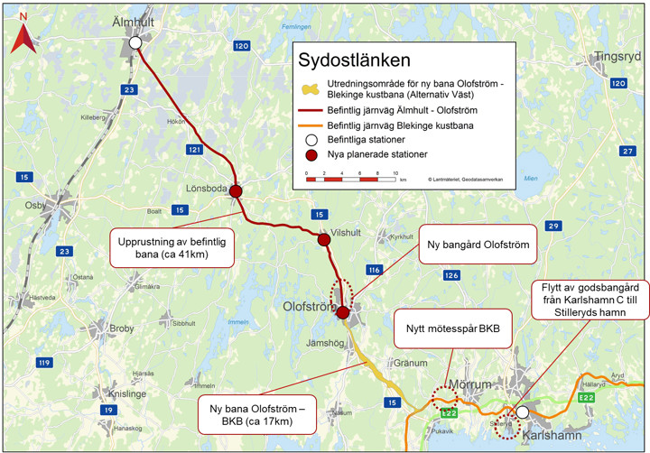 Översiktskarta Sydostlänken