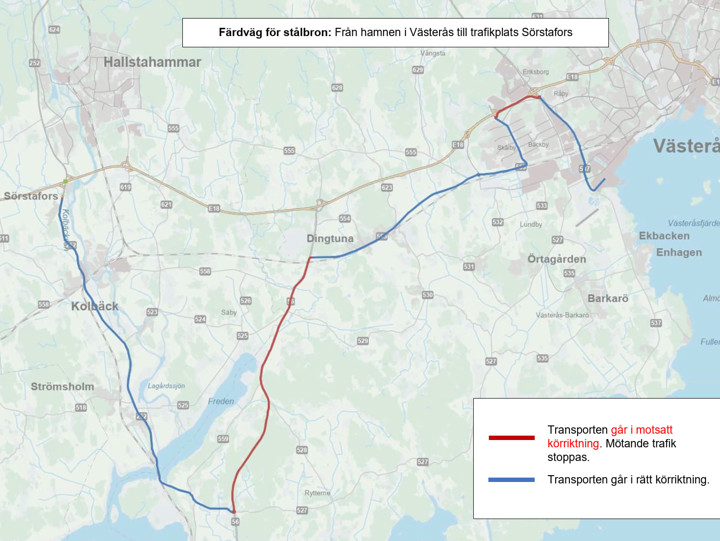 Karta över brons färdväg